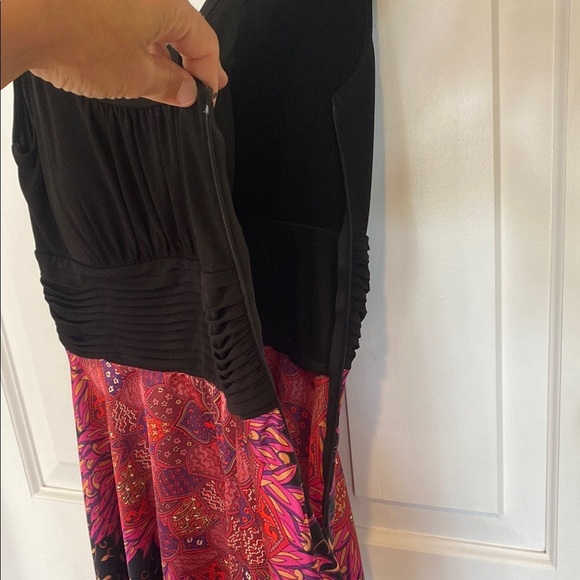 Dressbarn Paisley Black pink Asymmetrical dress fairy boho formal formal casual - Picture 3 of 9